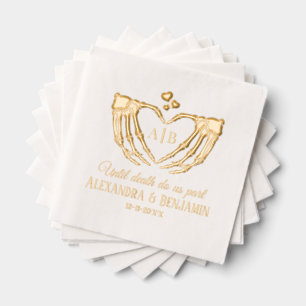 Til Death Do Us Part Skeleton Hands Heart Sign #2 Foil Napkins