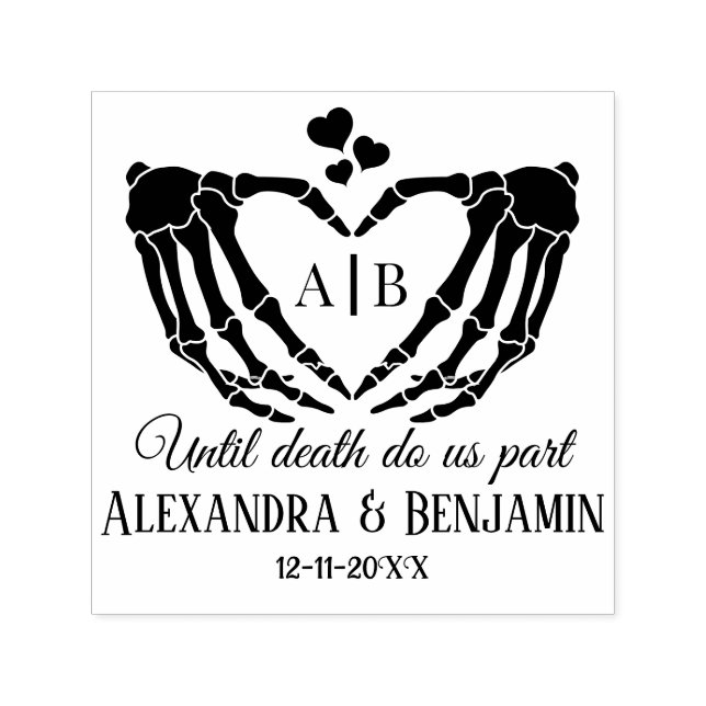 Til Death Do Us Part Skeleton Hands Heart Sign #2D Self-inking Stamp (Design)
