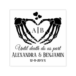 Til Death Do Us Part Skeleton Hands Heart Sign 2DW Self-inking Stamp