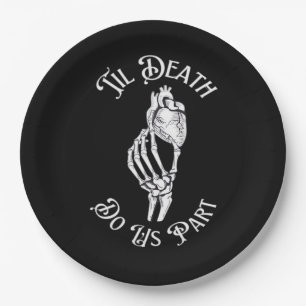 Til Death Do Us Part Skeleton Heart Artistic Paper Plate