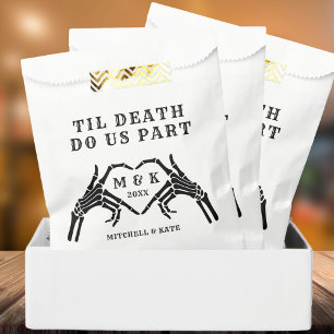 Til Death Do Us Part Skeleton Heart Hand Wedding Favour Bag