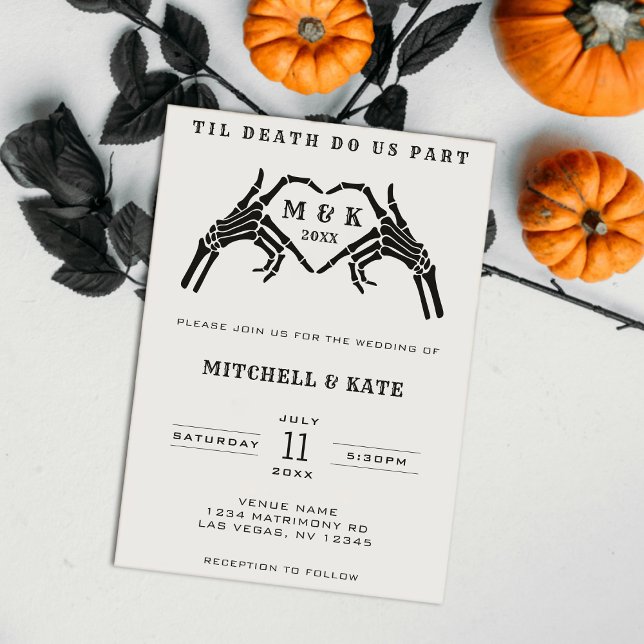 Til Death Do Us Part Skeleton Heart Hand Wedding Invitation (Til Death Do Us Part Skeleton Heart Hand Wedding Invitation
)