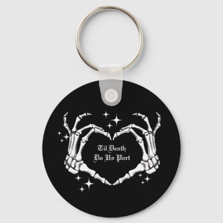 Til Death Do Us Part Skeleton Heart Hand Wedding Keychain