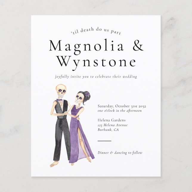 'til Death do us part Skeleton Wedding Invitation (Front)