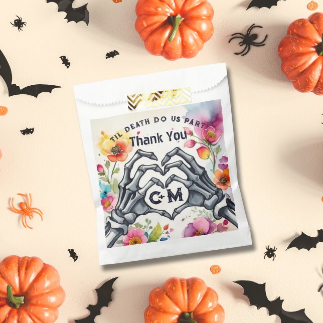 Til Death Do Us Part Skeletons Gothic Wedding Favour Bag (Creator Uploaded)