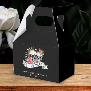 Til Death Do Us Part Skulls & Roses Black Wedding Favor Box