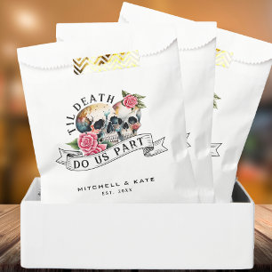 Til Death Do Us Part Skulls & Roses White Wedding Favour Bag
