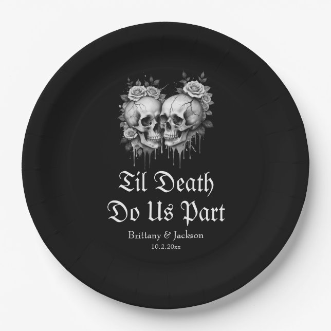 Til Death Do Us Party Halloween Bridal Shower Paper Plate (Front)