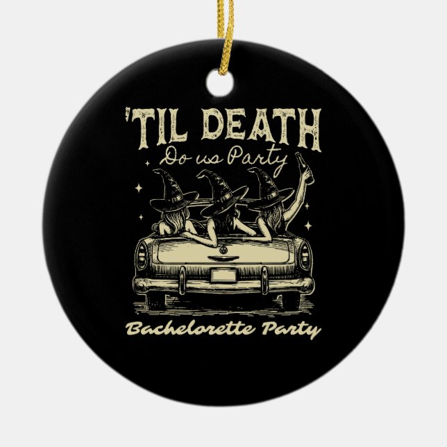 Til Death Do Us Party Halloween D Yellow Ceramic Ornament (Front)