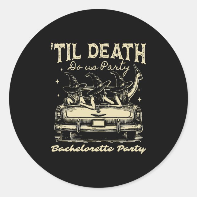 Til Death Do Us Party Halloween D Yellow Classic Round Sticker (Front)