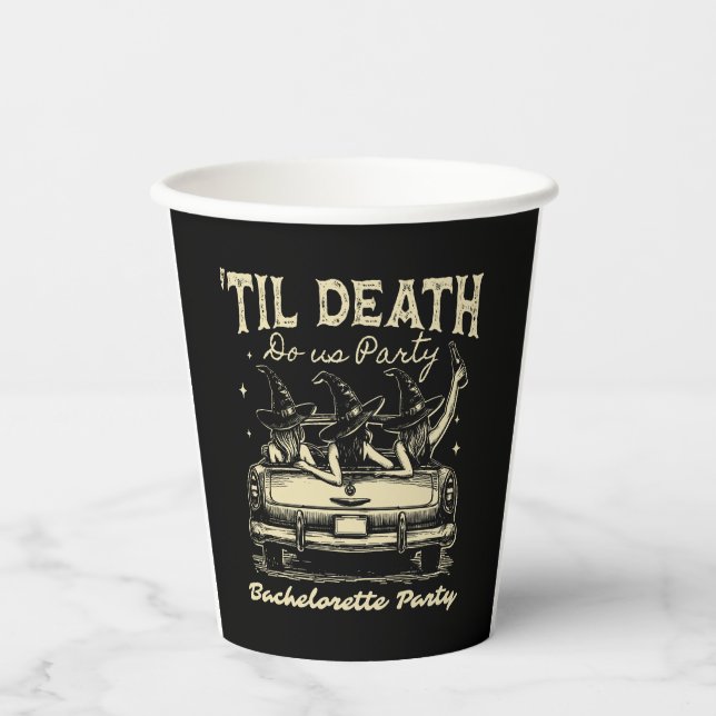 Til Death Do Us Party Halloween D Yellow Paper Cups (Front)