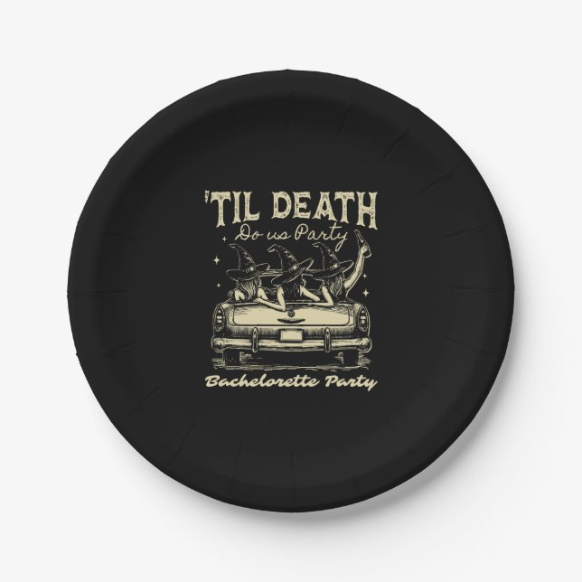 Til Death Do Us Party Halloween D Yellow Paper Plate (Front)