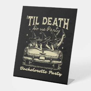Til Death Do Us Party Halloween D Yellow Pedestal Sign