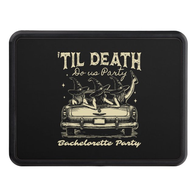 Til Death Do Us Party Halloween D Yellow Trailer Hitch Cover (Front)