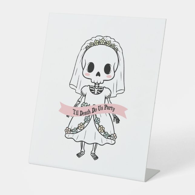 Til Death Do Us Party Halloween Pedestal Sign (Front)
