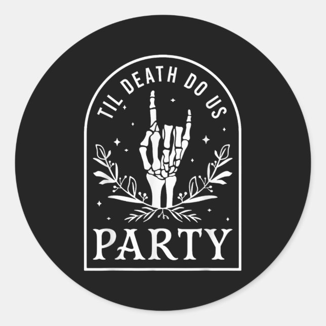 Til Death Do Us Party Retro Halloween Bachelorette Classic Round Sticker (Front)