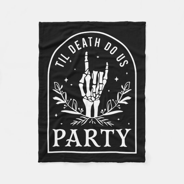 Til Death Do Us Party Retro Halloween Bachelorette Fleece Blanket (Front)