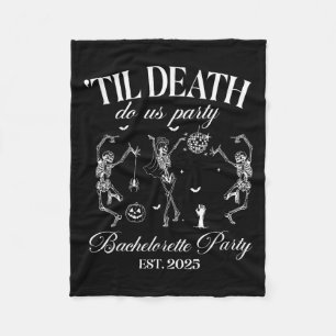 Til Death Do Us Party Retro Halloween Bachelorette Fleece Blanket