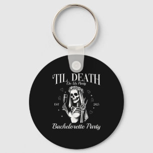 Til Death Do Us Party Retro Halloween Bachelorette Keychain