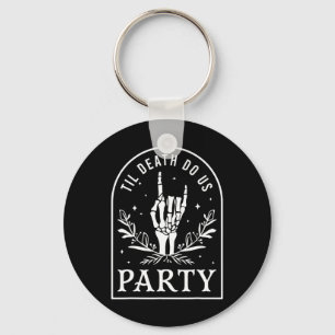 Til Death Do Us Party Retro Halloween Bachelorette Keychain