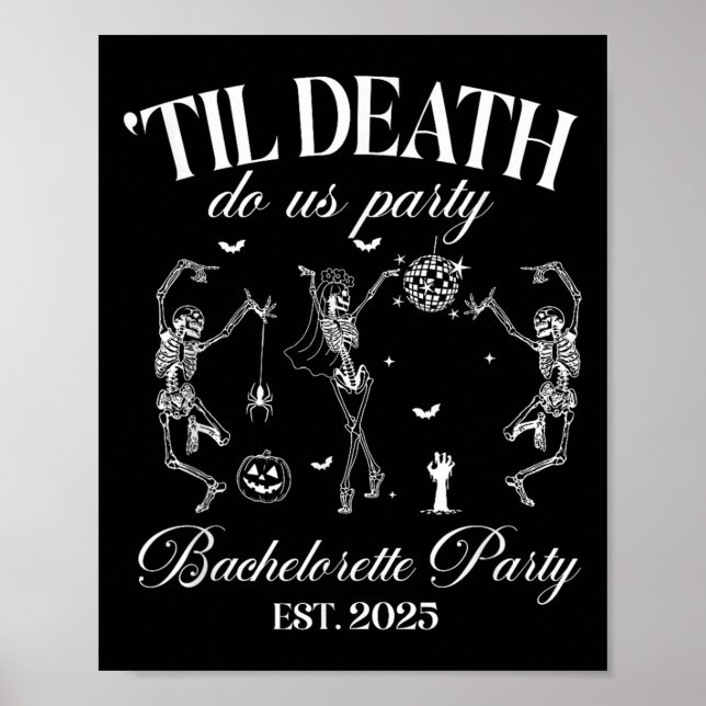 Til Death Do Us Party Retro Halloween Bachelorette Poster (Front)