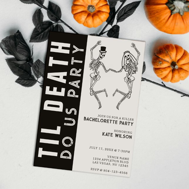 Til Death Do Us Party Skeleton Couple Bachelorette Invitation (Til Death Do Us Party Skeleton Couple Bachelorette Invitation)