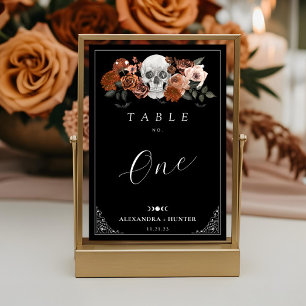 Til Death Do Us Party Watercolor Skull Wedding Table Number
