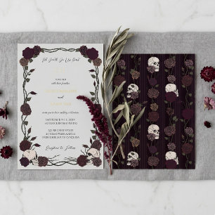 Til Death Gothic Burgundy Roses Light Grey Wedding