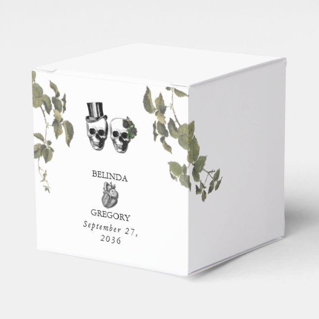 Til Death Gothic Heart Floral Skulls Wedding Favor Box (Front Side)
