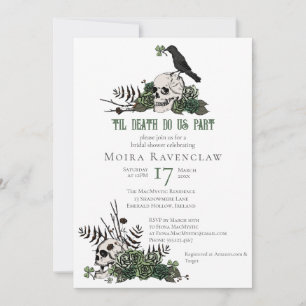 Til Death Gothic Irish Floral Skull Bridal Shower Invitation