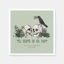 Til Death Gothic St Patricks Day Floral Skull Napkin
