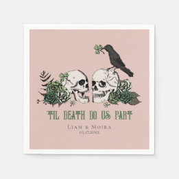 Til Death Gothic St Patricks Day Floral Skull Napkin