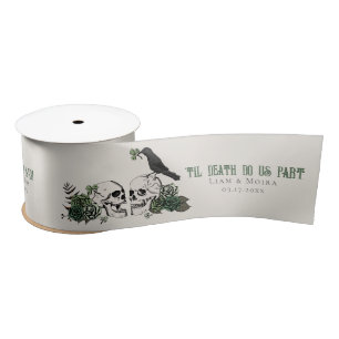 Til Death Gothic St Patricks Day Floral Skull Sati Satin Ribbon
