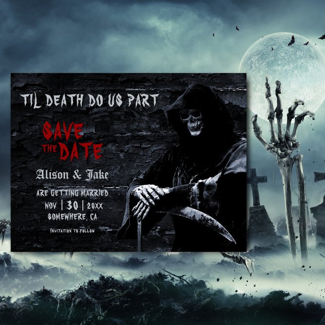 Til Death Gothic Wedding Save The Date Announcement Postcard (Creator Uploaded)
