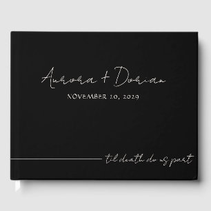 Til Death Minimal Black Mariage Livre d'invité