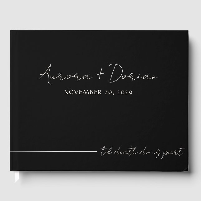 Til Death Minimal Black Mariage Livre d'invité (Recto)
