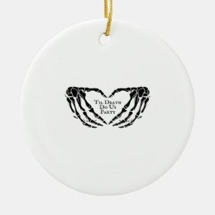 Til Death Skeleton Heart Hands Gothic Mood Ceramic Ornament
