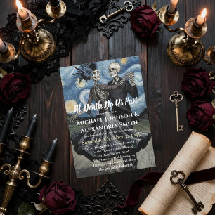 Til Death Skeleton Van Gogh Gothic Wedding Invitation