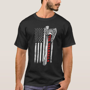 Til Valhalla Patriotic Viking Us Flag Norse Mythol T-Shirt