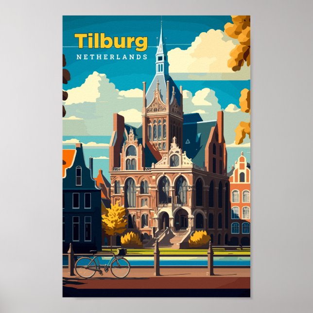 Tilburg Netherlands Travel Art Vintage Poster (Front)