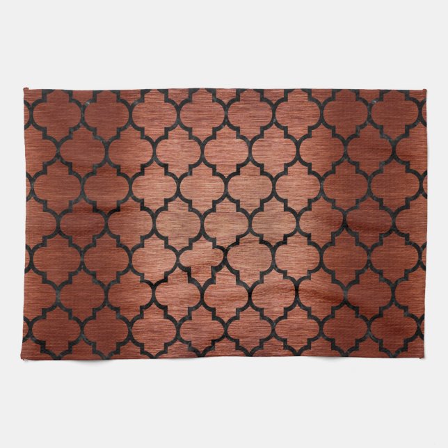 TILE1 BLACK MARBLE & COPPER BRUSHED METAL (R) KITCHEN TOWEL (Horizontal)