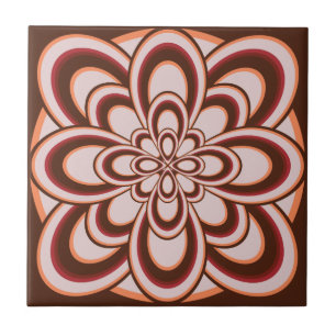 Tile, Abstract Flower 2, Brown Peach Wine Tile