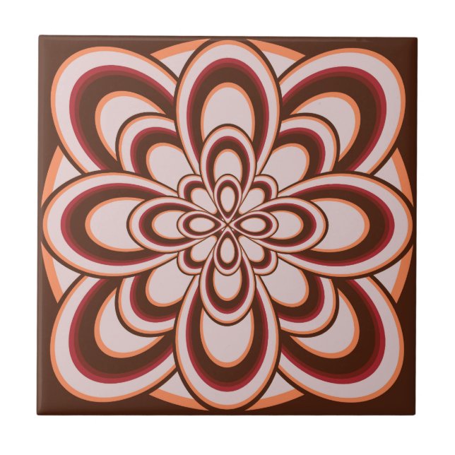 Tile, Abstract Flower 2, Brown Peach Wine Tile (Front)