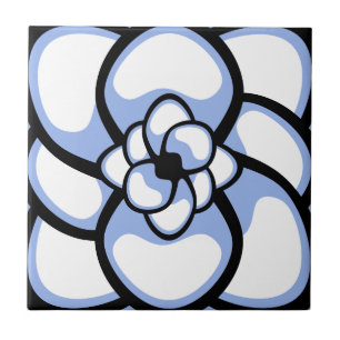 Tile, Abstract Flower 3, Blue White Tile