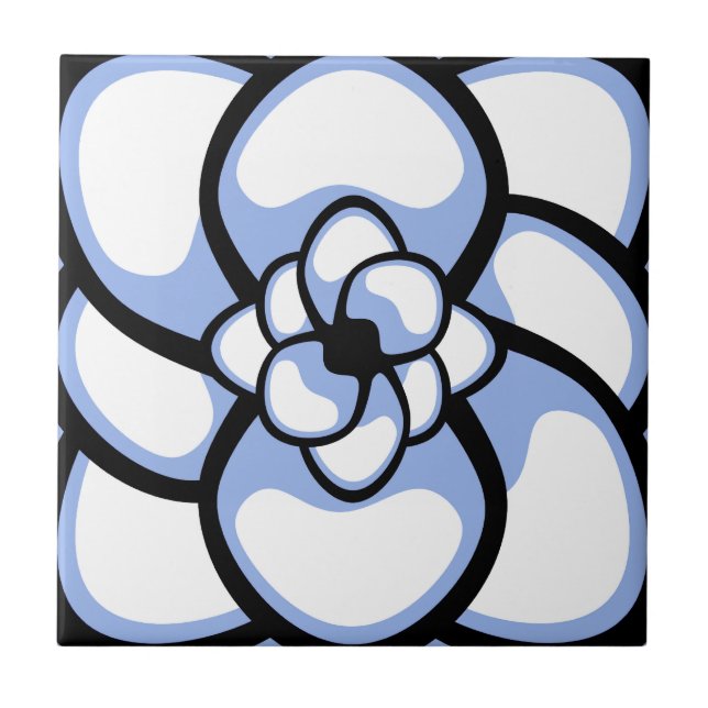 Tile, Abstract Flower 3, Blue White Tile (Front)