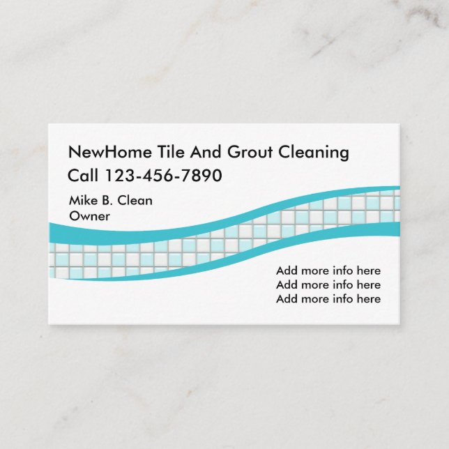 Tile And Grout Cleaning Services Business Card (Front)