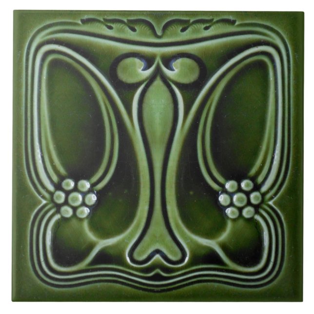 Tile art nouveau style decorative fireplace (Front)