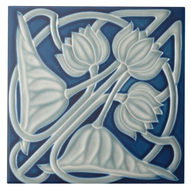 Tile art nouveau style decorative fireplace (Front)