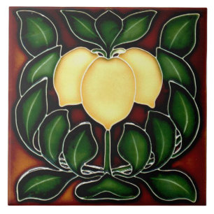Tile art nouveau style decorative fireplace