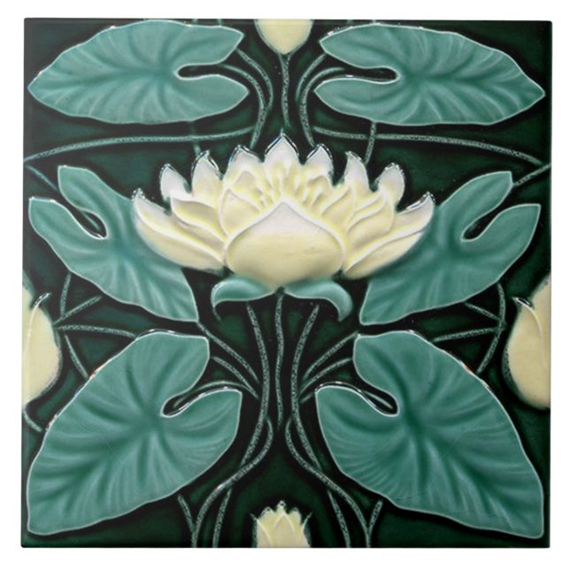 Tile art nouveau style decorative fireplace (Front)